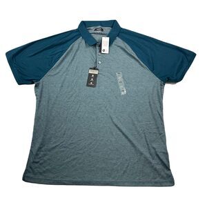Alfani AlfaTech Polo Mens 2XL Dark Kale Green‎ Color block Stetch